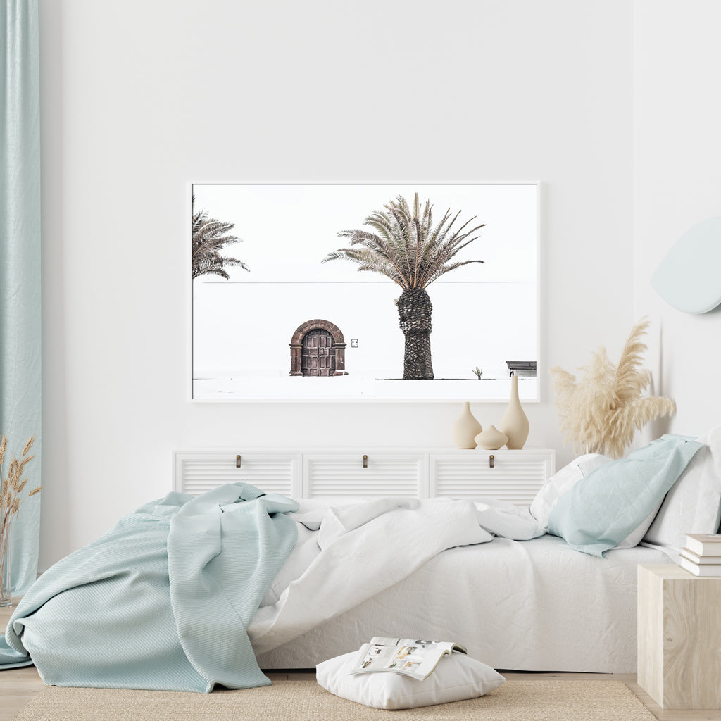 Wall Art 50cmx70cm European Palm Tree White Frame Canvas