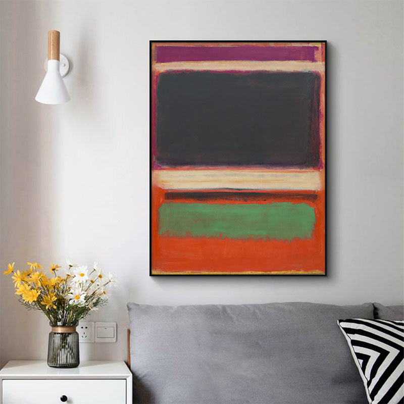 Wall Art 70cmx100cm Black Orange Green By Mark Rothko Black Frame Canvas