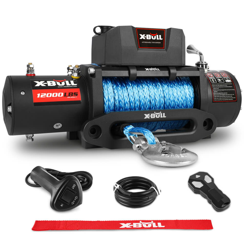 X-BULL Electric Winch 12V 12000LBS Synthetic Rope Wireless remote 4WD 4X4 Car Trailer