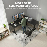 FORTIA Corner Standing Desk, 160x140cm, 72-118cm Sit to Stand Up Electric Height Adjustable, Black