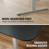 FORTIA Corner Standing Desk, 160x140cm, 72-118cm Sit to Stand Up Electric Height Adjustable, Black Desktop/Silver Frame