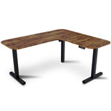 FORTIA Corner Standing Desk, 160x140cm, 72-118cm Sit to Stand Up Electric Height Adjustable, Walnut Style Desktop/Black Frame