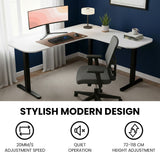 FORTIA Corner Standing Desk, 160x140cm, 72-118cm Sit to Stand Up Electric Height Adjustable, White Desktop/Black Frame