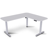 FORTIA Corner Standing Desk, 160x140cm, 72-118cm Sit to Stand Up Electric Height Adjustable, White Desktop/Silver Frame