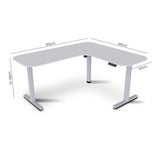FORTIA Corner Standing Desk, 160x140cm, 72-118cm Sit to Stand Up Electric Height Adjustable, White Desktop/Silver Frame
