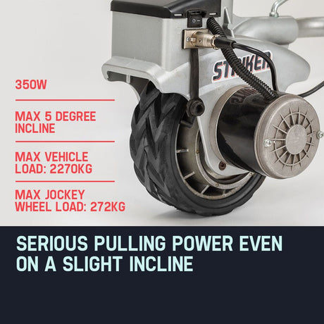 T-REX Heavy Duty 12V 350W Motorised Jockey Wheel, 2270kg Rated Electric Powered Mover for Caravan Boat Trailer