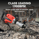 Baumr-AG 2400W Pro-Grade Electric Demolition Jackhammer, with 3 Bonus Chisels, Carry Case