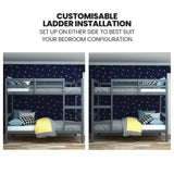 KINGSTON SLUMBER Single Bunk Bed Frame, Solid Pine 2-in-1 Modular Design, Converts to 2 Single Beds, For Kids, Grey