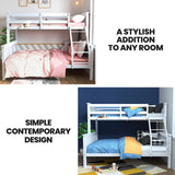 Kingston Slumber Single Over Double Wooden Bunk Bed Frame, Triple Solid Pine 2-in-1 Modular Design, Converts to 2 Beds, For Kids, White