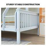 Kingston Slumber Single Over Double Wooden Bunk Bed Frame, Triple Solid Pine 2-in-1 Modular Design, Converts to 2 Beds, For Kids, White