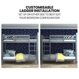 KINGSTON SLUMBER Single Bunk Bed Frame, Solid Pine 2-in-1 Modular Design Convert to 2 Single Beds, Grey