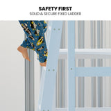 KINGSTON SLUMBER Wooden Kids Single Loft Bed Frame with Desk - White