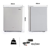 GECKO 70L Portable Bar Fridge and Freezer 12V/24V for Camping, Caravans, Silver