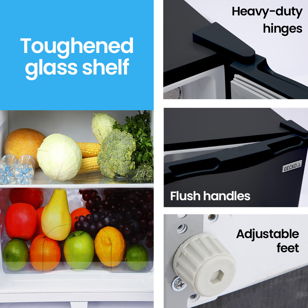 GECKO 142L Upright Portable Fridge / Freezer, 12V/24V for Motorhome and Caravan, Black