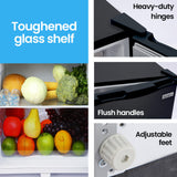 GECKO 142L Upright Portable Fridge / Freezer, 12V/24V for Motorhome and Caravan, Black