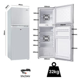 GECKO 142L Upright Portable Fridge / Freezer, 12V/24V for Motorhome and Caravan, Silver