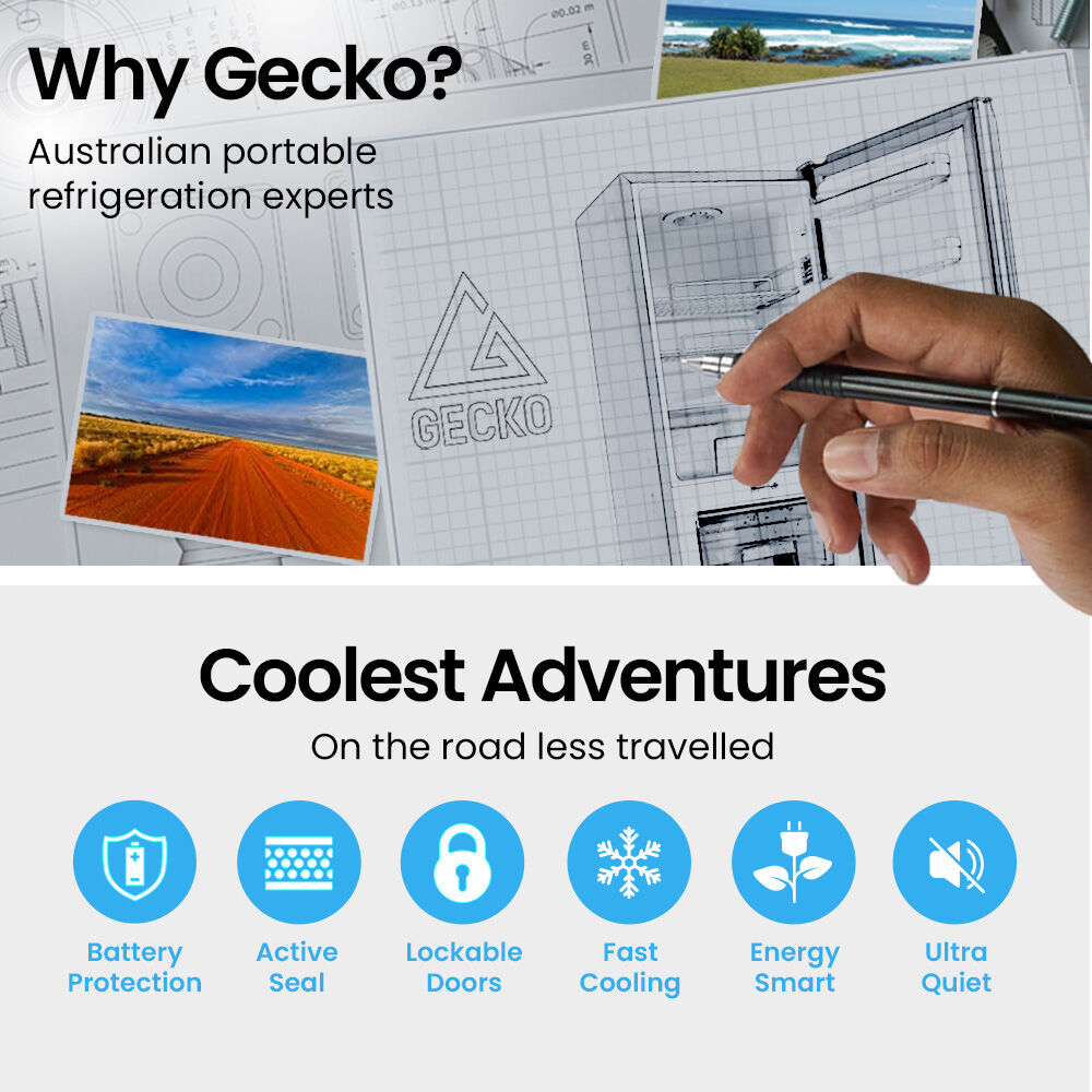 GECKO 160L Upright Portable Fridge / Freezer, 12V/24V for Motorhome and Caravan, Silver