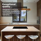 EuroChef 60cm 4 Zone Ceramic Cooktop, 6600W Electric, FlexiZone Adjustable Size Hobs, Touch Controls