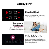 EuroChef 60cm 4 Zone Ceramic Cooktop, 6600W Electric, FlexiZone Adjustable Size Hobs, Touch Controls