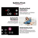 EuroChef 90cm 5 Zone Ceramic Cooktop, 8900W Electric, FlexiZone Adjustable Size Hobs, Touch Controls