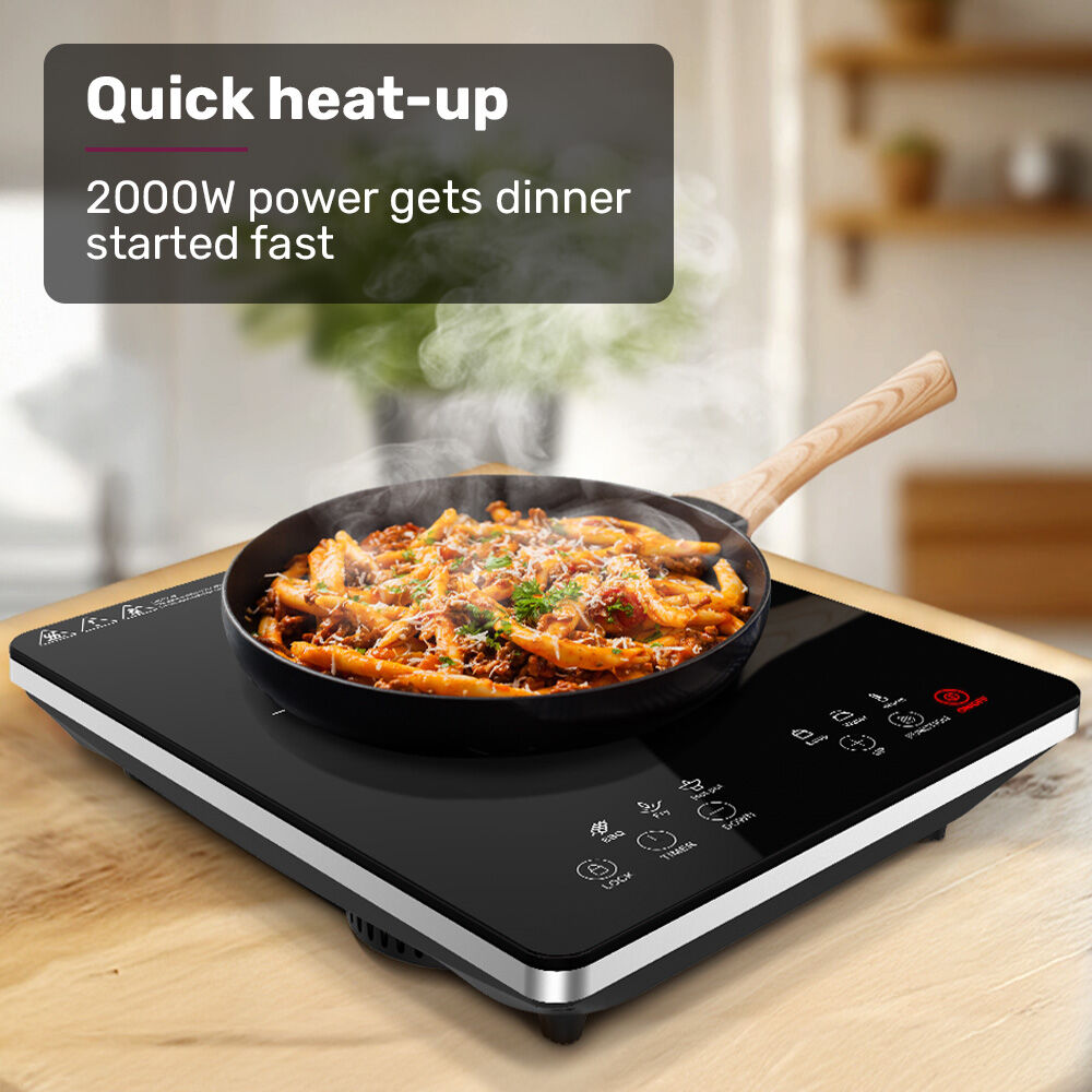 EUROCHEF Induction Benchtop Cooktop, 2000W, 9 Heat Levels, Fast Electric Portable Cooker, Touch Controls