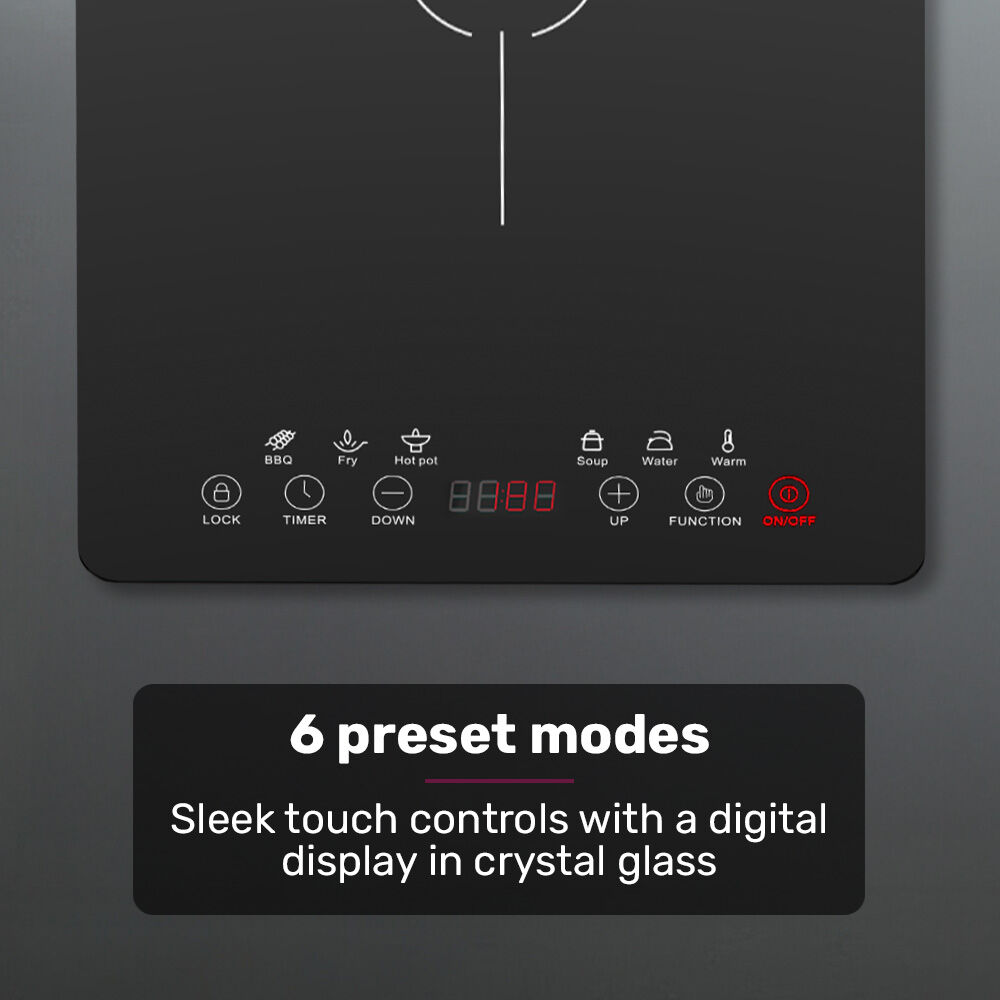 EUROCHEF Induction Benchtop Cooktop, 2000W, 9 Heat Levels, Fast Electric Portable Cooker, Touch Controls