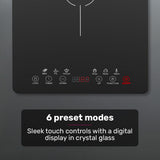 EUROCHEF Induction Benchtop Cooktop, 2000W, 9 Heat Levels, Fast Electric Portable Cooker, Touch Controls