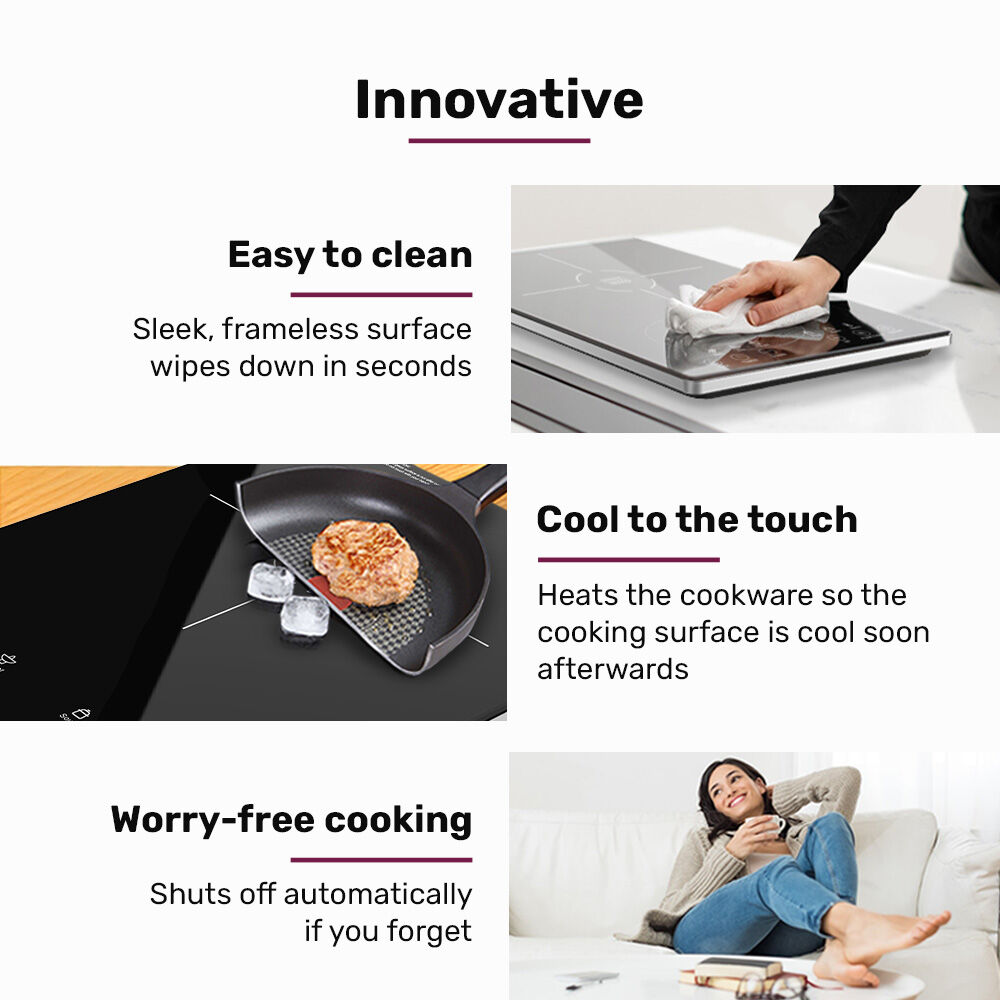 EUROCHEF Induction Benchtop Cooktop, 2000W, 9 Heat Levels, Fast Electric Portable Cooker, Touch Controls