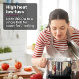 EUROCHEF Double Induction Benchtop Cooktop, 9 Heat Levels, Fast Electric Portable Cooker, Touch Controls, Standard 10A Power Plug