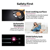 EuroChef 60cm 4 Zone Induction Cooktop, 7200W Electric, Dual Link Bridged Zone Hobs, Touch Controls