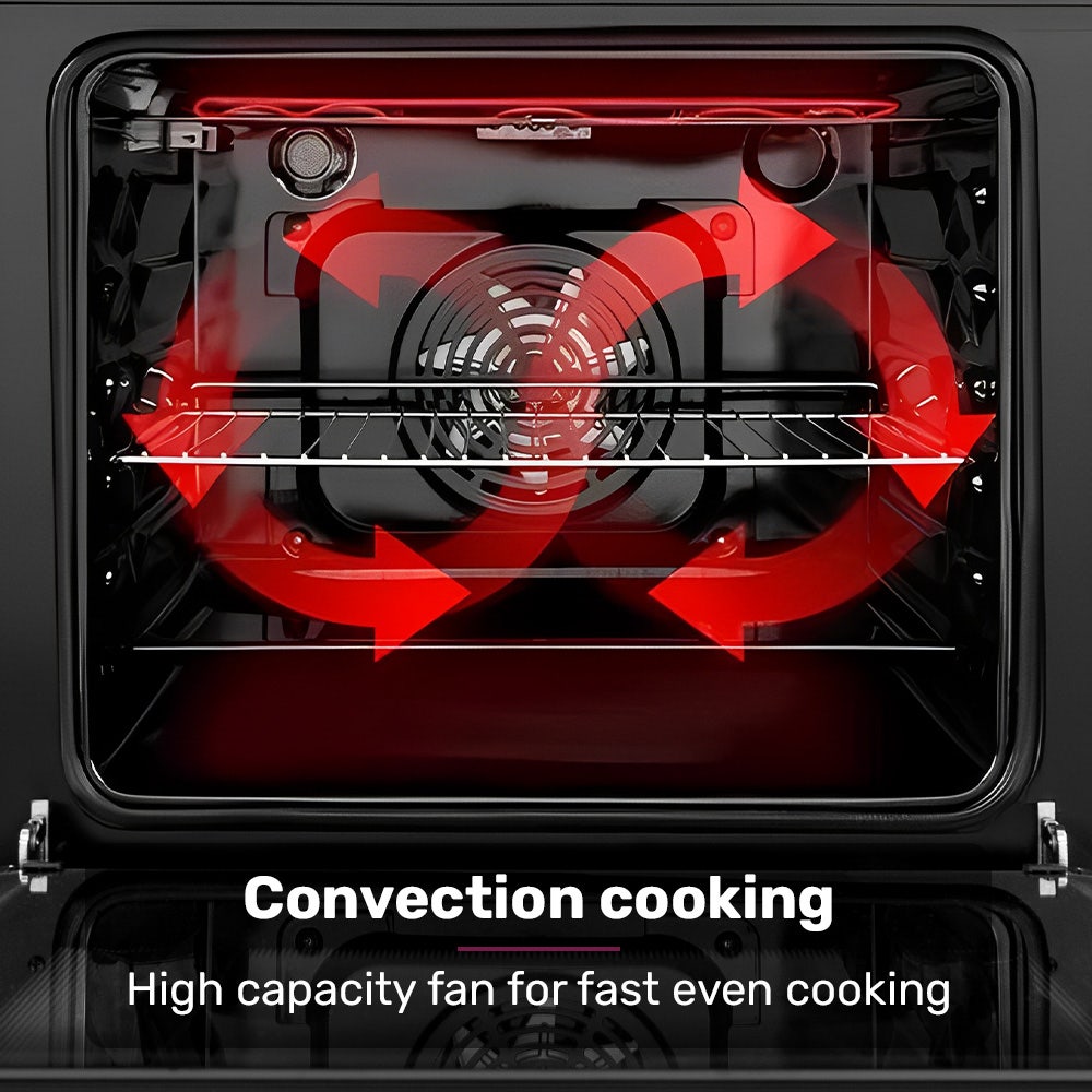 EuroChef 60cm Stainless Built-in 70L Grill 8 Function Fan Forced Electric Wall Oven
