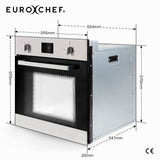 EuroChef 80L Oven Fan Forced Wall Built in Electric Stainless Steel