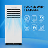 CARSON 2.05kW Portable Air Conditioner, with Fan & Dehumidifier Mode, Remote Control, 24hr Timer, Sleep Mode