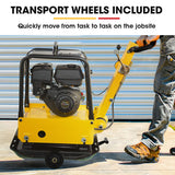 BAUMR-AG 185kg Reversible Vibratory Plate Compactor, Commercial 9HP 270cc, 500x700mm, Wheel Kit, for Sand Soil Gravel Asphalt (BCX-950)