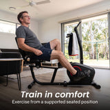 PROFLEX Magnetic Recumbent Exercise Bike, LCD Display, Heart Rate Sensors, Adjustable Seat, 8-Level Resistance, Comfortable Seated Home Cardio Fitness Machine