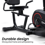PROFLEX Magnetic Recumbent Exercise Bike, LCD Display, Heart Rate Sensors, Adjustable Seat, 8-Level Resistance, Comfortable Seated Home Cardio Fitness Machine