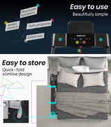 PROFLEX Treadmill Bluetooth Running Machine Foldable Compact Small Home Electric