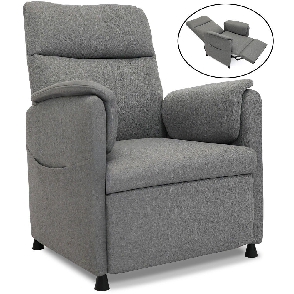 FORTIA Electric Armchair Recliner, Single Fabric Chair, Grey