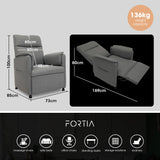 FORTIA Electric Armchair Recliner, Single Fabric Chair, Grey