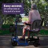 EQUIPMED FreeLite+ Mid-Sized Electric Foldable Mobility Scooter, Lithium Battery, Long Range and Easy Charging, Blue
