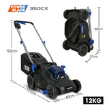 POWERBLADE 350CX 20V 13" Cordless Lawn Mower Kit, Fast Charger, 4Ah Battery, 5 Height, Brushless Electric, 330mm Cutting Path