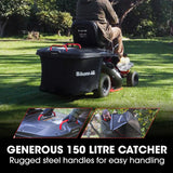 BAUMR-AG 24" Ride On Lawn Mower, Lithium Electric Start System, 6HP 224cc, 5 Cut Heights, Catcher and Mulch Kit