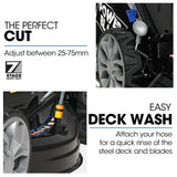 PowerBlade 20" 200cc Self-Propelled Lawn Mower, 7 Height, Steel Deck, Deck Wash Port, OHV 4-Stroke Petrol - VS900