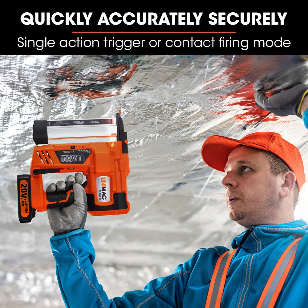 UNIMAC CLS500 15-50mm 18ga 2-in-1 Stapler/Brad Nail Gun, Cordless 20V Lithium Nailer