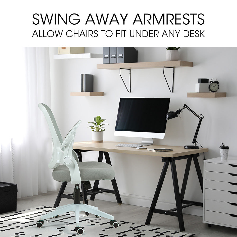 Fortia Ergonomic Office Desk Chair, Coolmesh Fabric, Adjustable Recline, Grey Mesh/White Frame