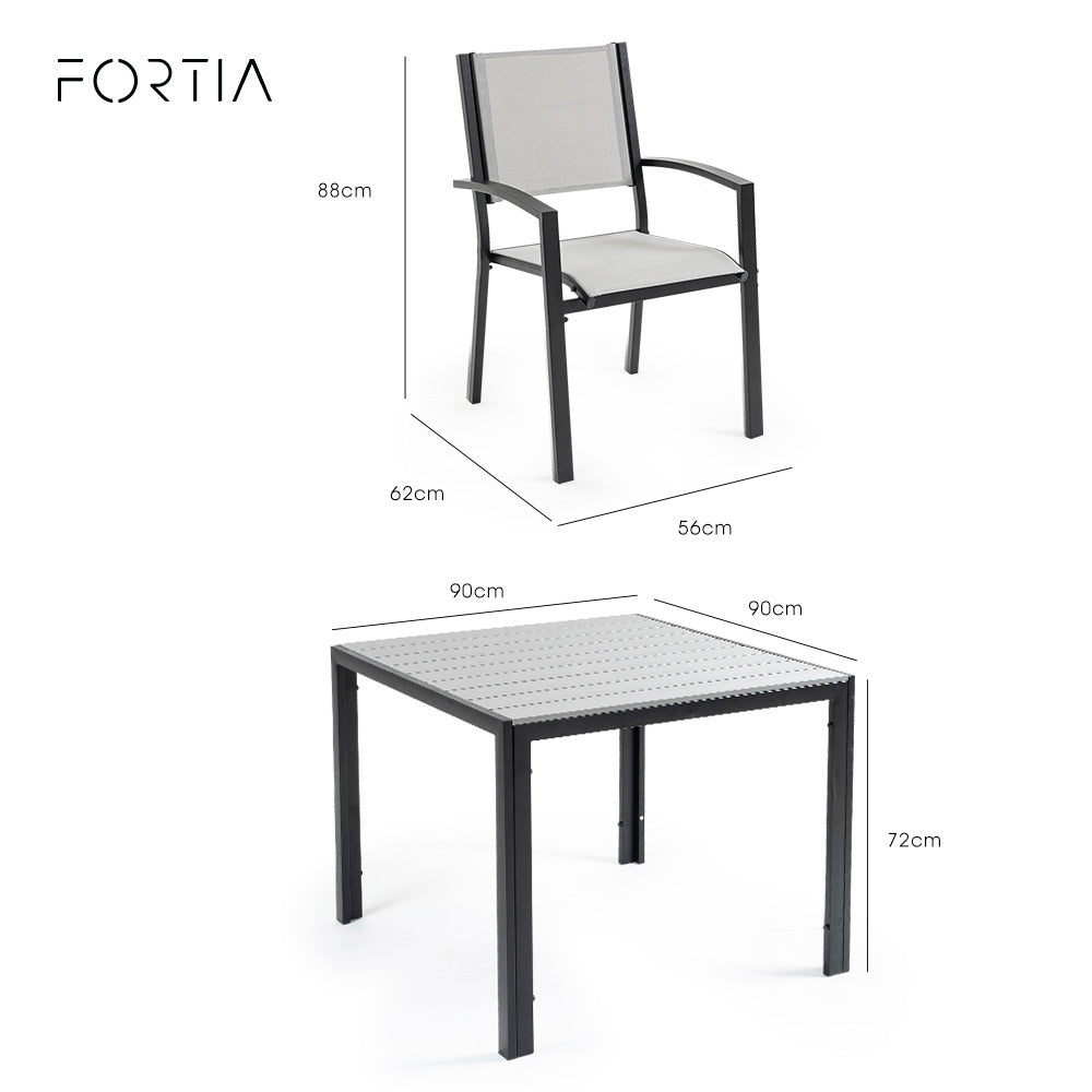 Fortia 5pc Outdoor Dining Furniture Set, 90 x 90cm Table and Chairs Setting for Outside