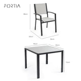 Fortia 5pc Outdoor Dining Furniture Set, 90 x 90cm Table and Chairs Setting for Outside