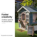 ROVO KIDS Cubby House, Outdoor Wooden DIY Timber Cottage Style Playhouse, for Children