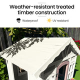 ROVO KIDS Cubby House, Wooden Outdoor DIY Timber Cottage Style Playhouse, for Children