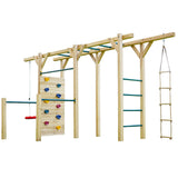 ROVO KIDS Ultimate Outdoor Monkey Bars Playset Frame, with Climbing Wall, Disc Swing, Rope Ladder